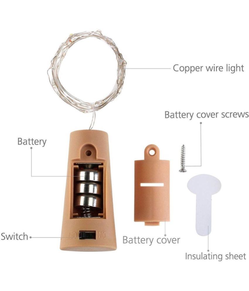 Charkee 20 LED Wine Bottle Cork Lights Copper Wire String Lights, 2M/7.2FT Battery Operated